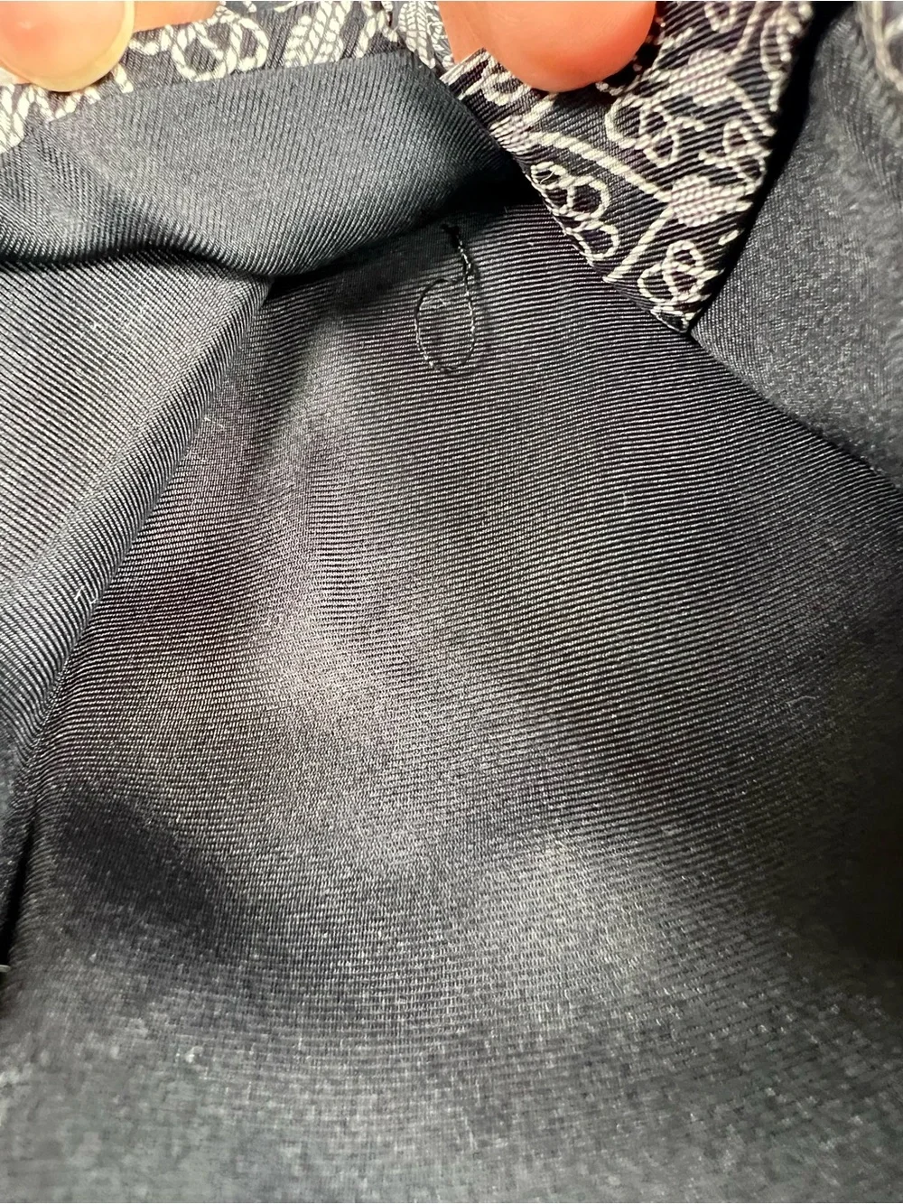 Vintage Hermes Silk Tie 694 OA Black White Equestrian Rope Knot Motif France